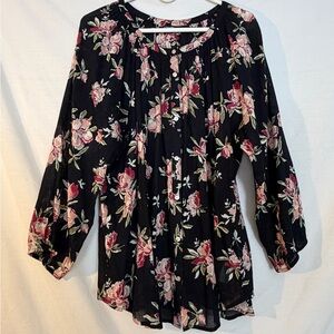 Chaps Black & Pink women’s Floral Blouse size XXL